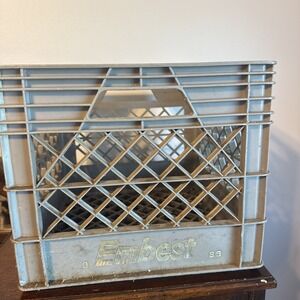 9 89 EMBEST Vintage Plastic Milk Crate 13 x 13 x 11  Embest Dark Grey